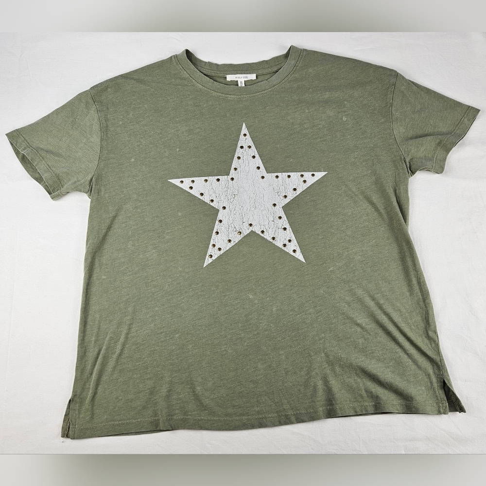 Olive Green Star Graphic T-Shirt Maurices womens small NWT